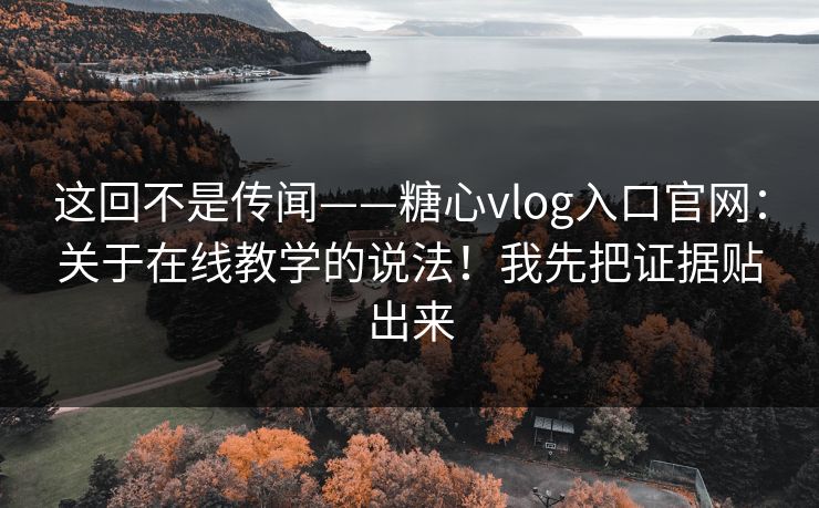这回不是传闻——糖心vlog入口官网：关于在线教学的说法！我先把证据贴出来  第1张