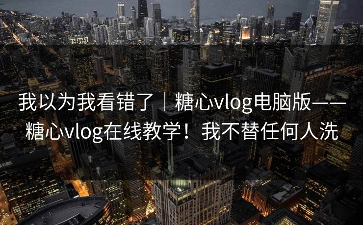 我以为我看错了｜糖心vlog电脑版——糖心vlog在线教学！我不替任何人洗  第1张